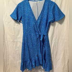 Blue Wrap Around Swing Mini Dress